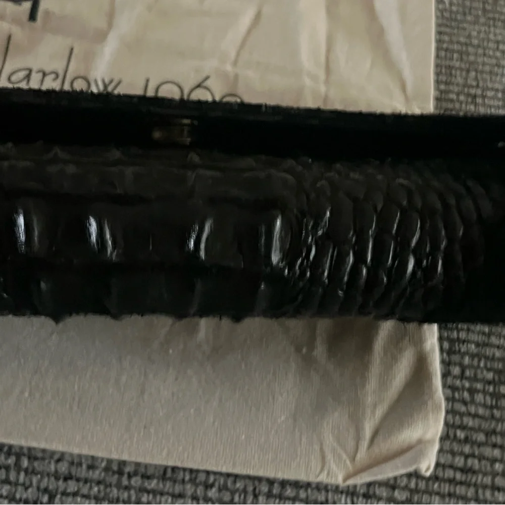House of Harlow 1960 Black Croc-Embossed Clutch  with gold chain strap nwt